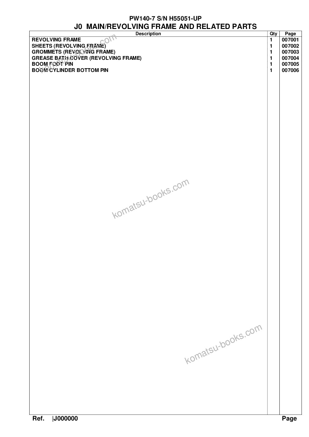 Komatsu pw140-7 s/n h55051-up Catalogo ricambi copertina Pagina 9