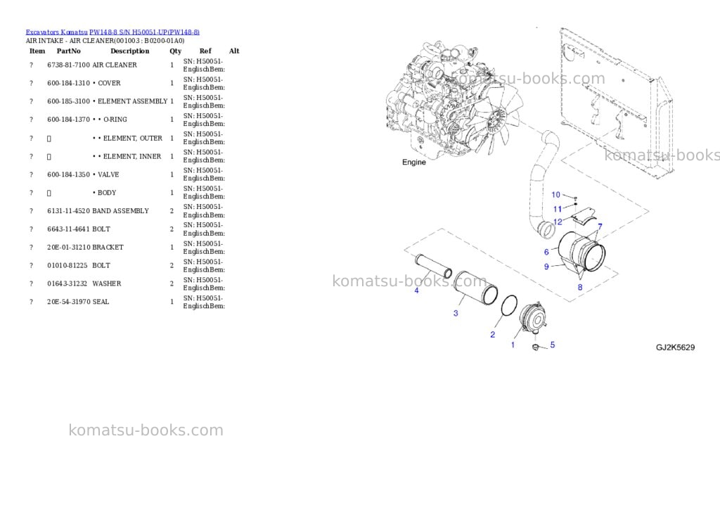 Komatsu PW148-8 S/N H50051-UP Parts catalog cover Page 3 Komatsu PW148-8 S/N H50051-UP Parts catalog cover Page 3