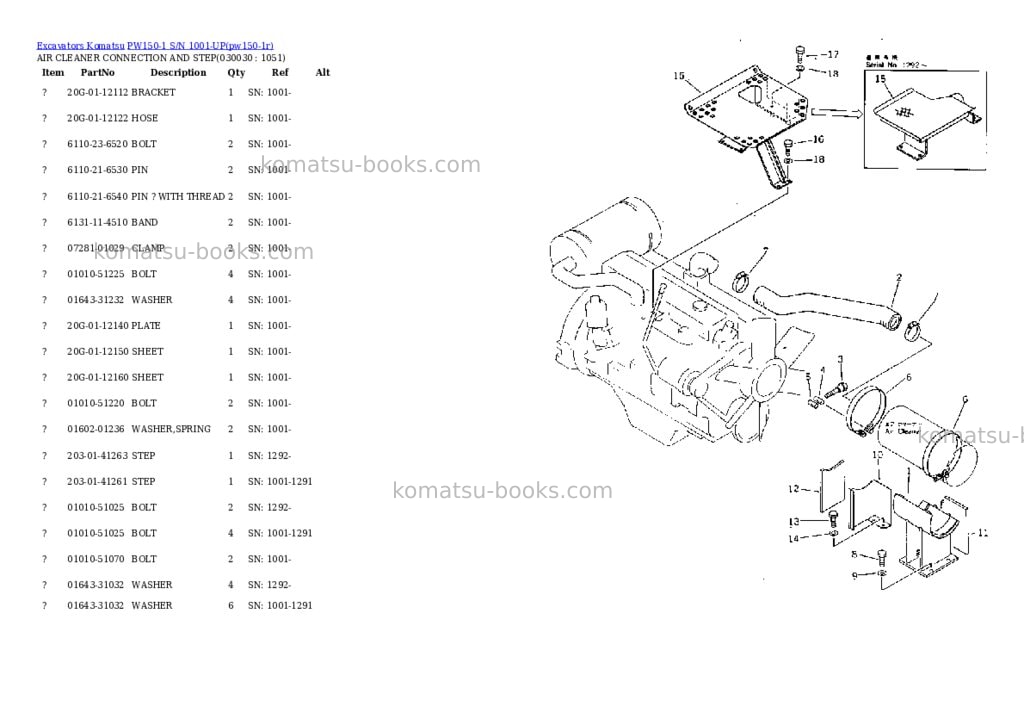Komatsu pw150-1 s/n 1001-up Parts catalog cover Page 2