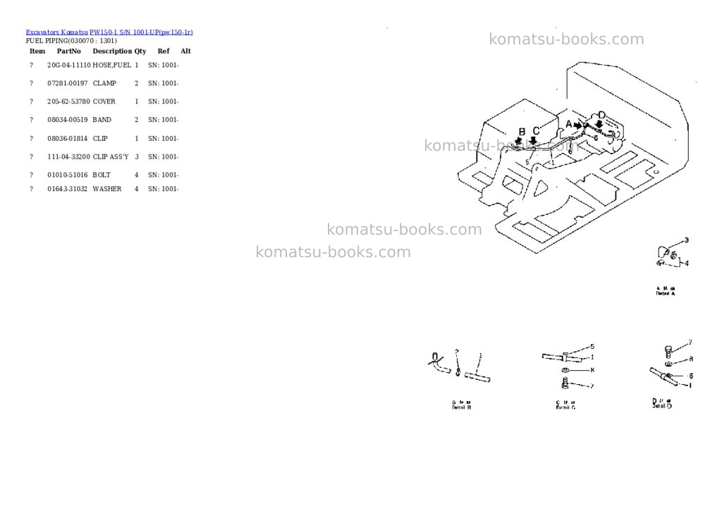 Komatsu pw150-1 s/n 1001-up Parts catalog cover Page 6