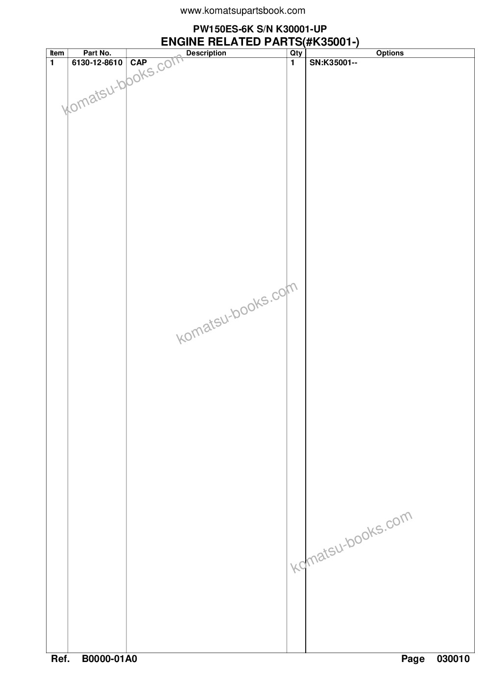 Komatsu pw150es-6k s/n k30001-up Parts catalog cover Page 4 Komatsu pw150es-6k s/n k30001-up Parts catalog cover Page 4