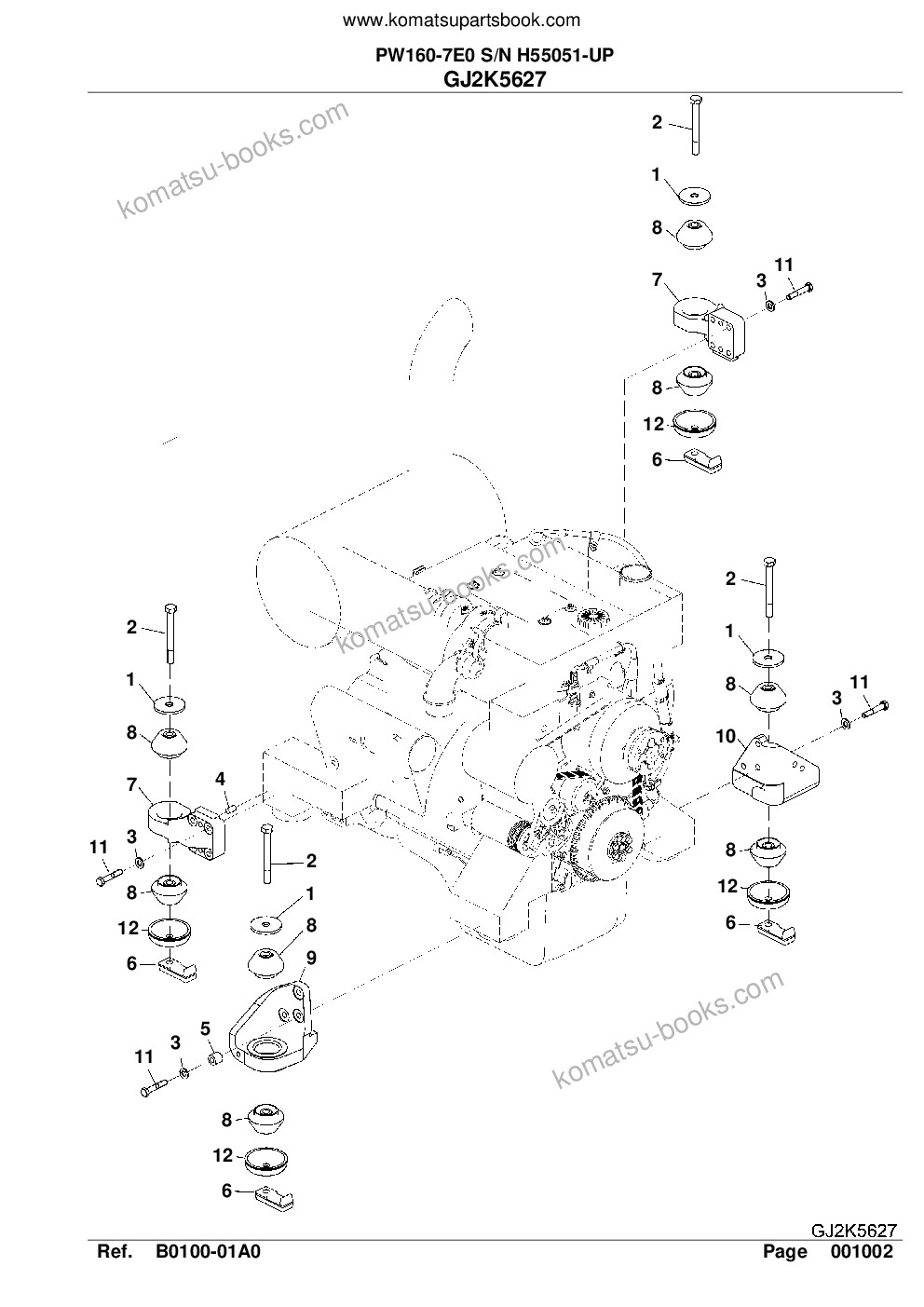 Komatsu pw160-7e0 s/n h55051-up Parts catalog cover Page 6