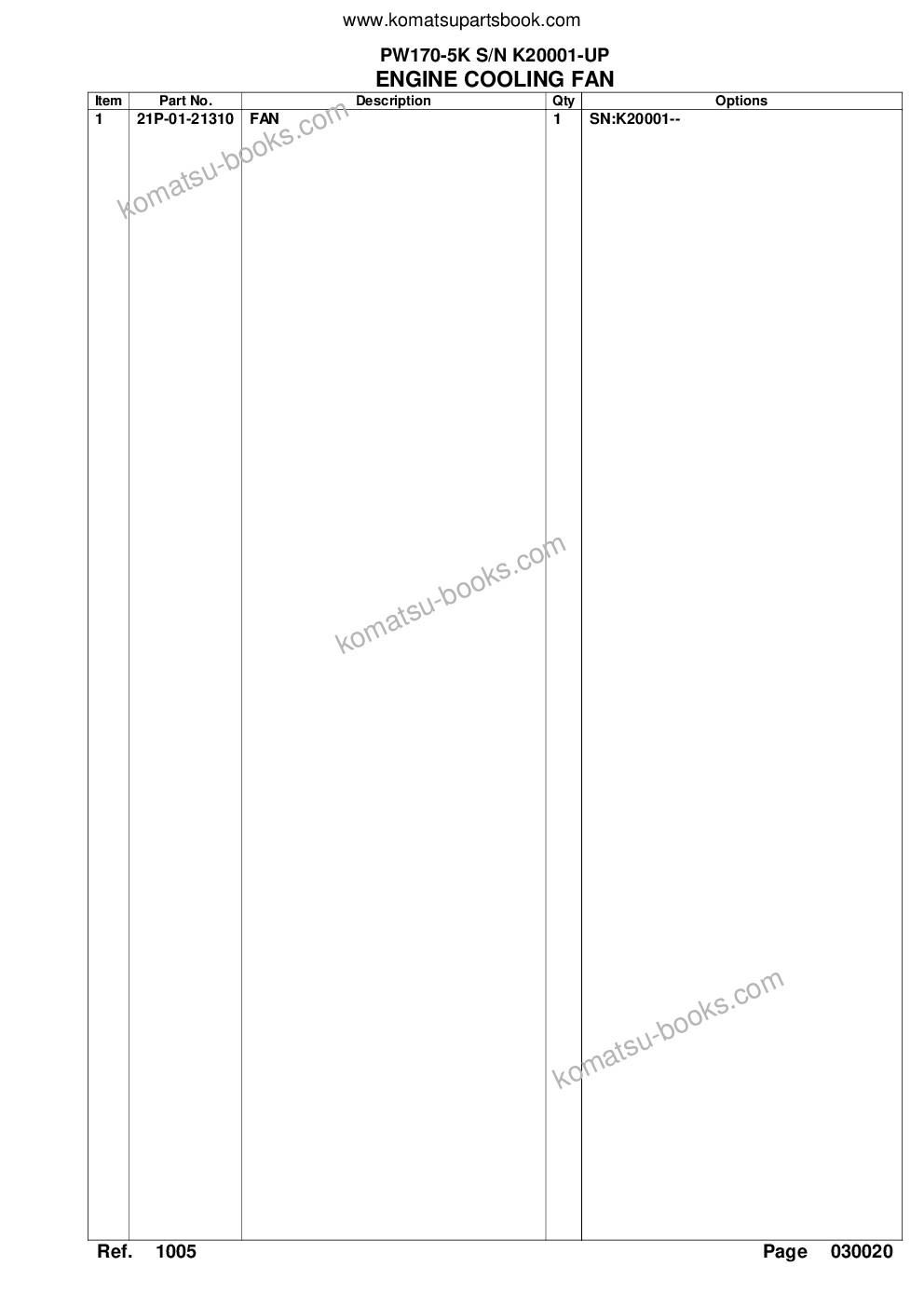 Komatsu pw170-5k s/n k20001-up Parts catalog cover Page 6 Komatsu pw170-5k s/n k20001-up Parts catalog cover Page 6