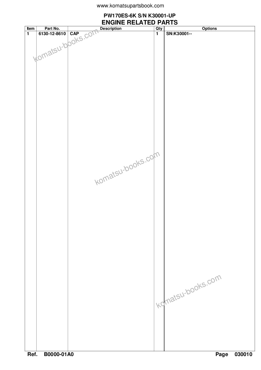Komatsu pw170es-6k s/n k30001-up Parts catalog cover Page 4 Komatsu pw170es-6k s/n k30001-up Parts catalog cover Page 4