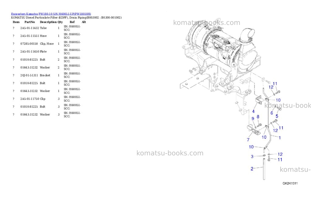 Komatsu pw180-10 s/n h60051-up Parts catalog cover Page 5