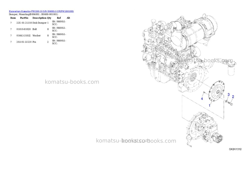 Komatsu pw180-10 s/n h60051-up Parts catalog cover Page 7