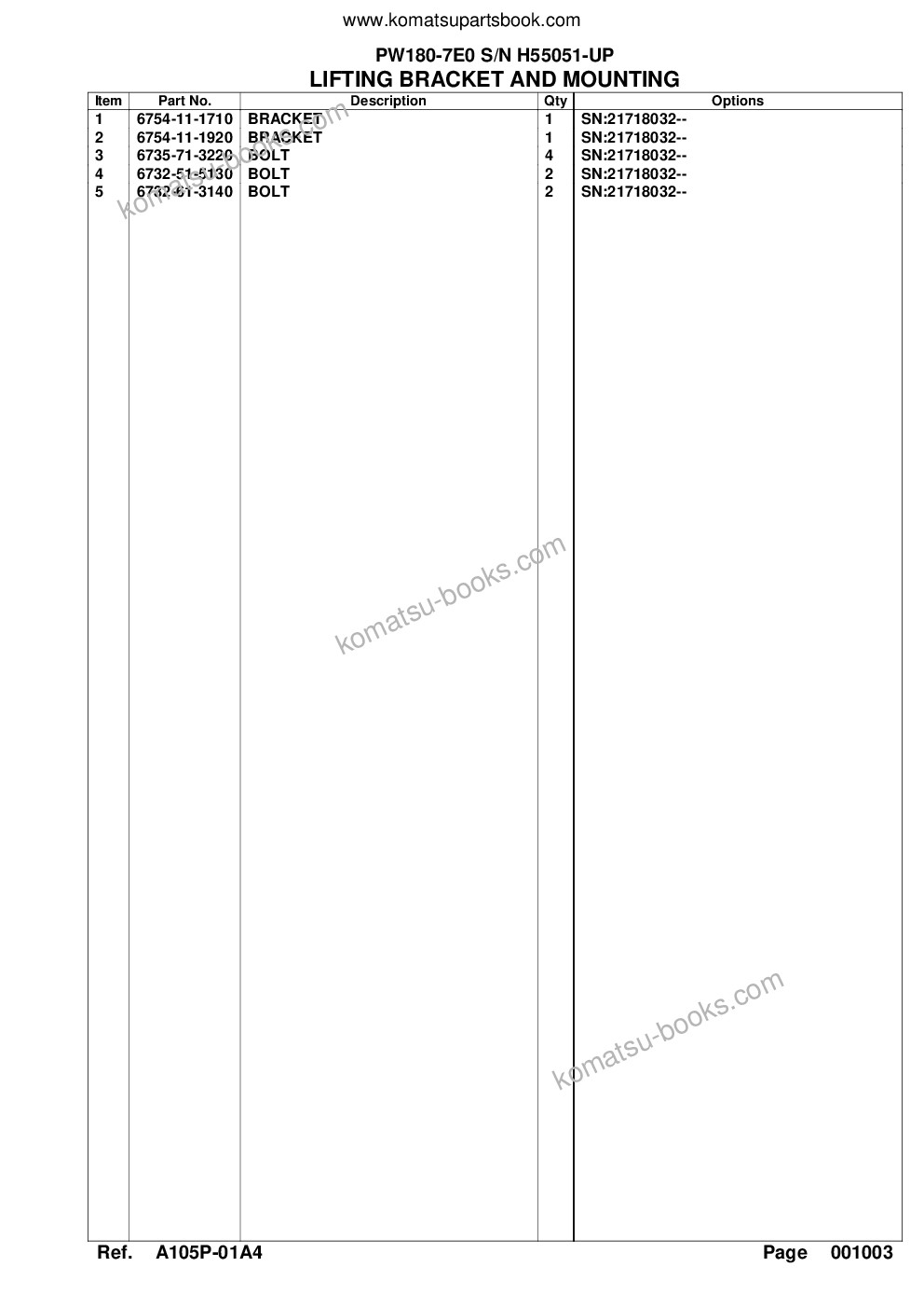Komatsu pw180-7e0 s/n h55051-up Parts catalog cover Page 10