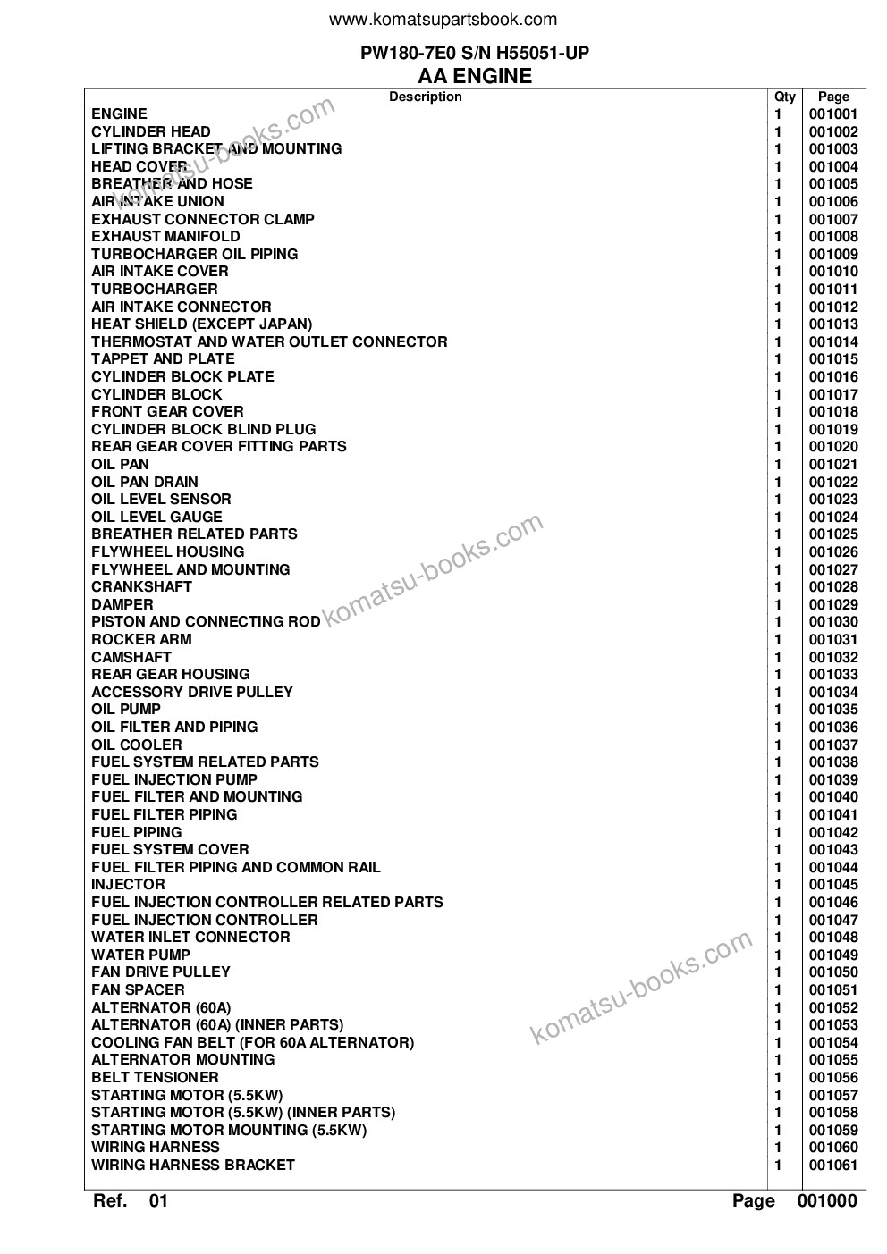 Komatsu pw180-7e0 s/n h55051-up Parts catalog cover Page 3