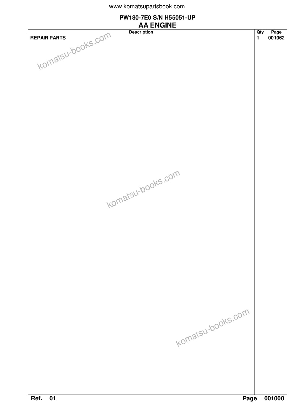 Komatsu pw180-7e0 s/n h55051-up Parts catalog cover Page 4