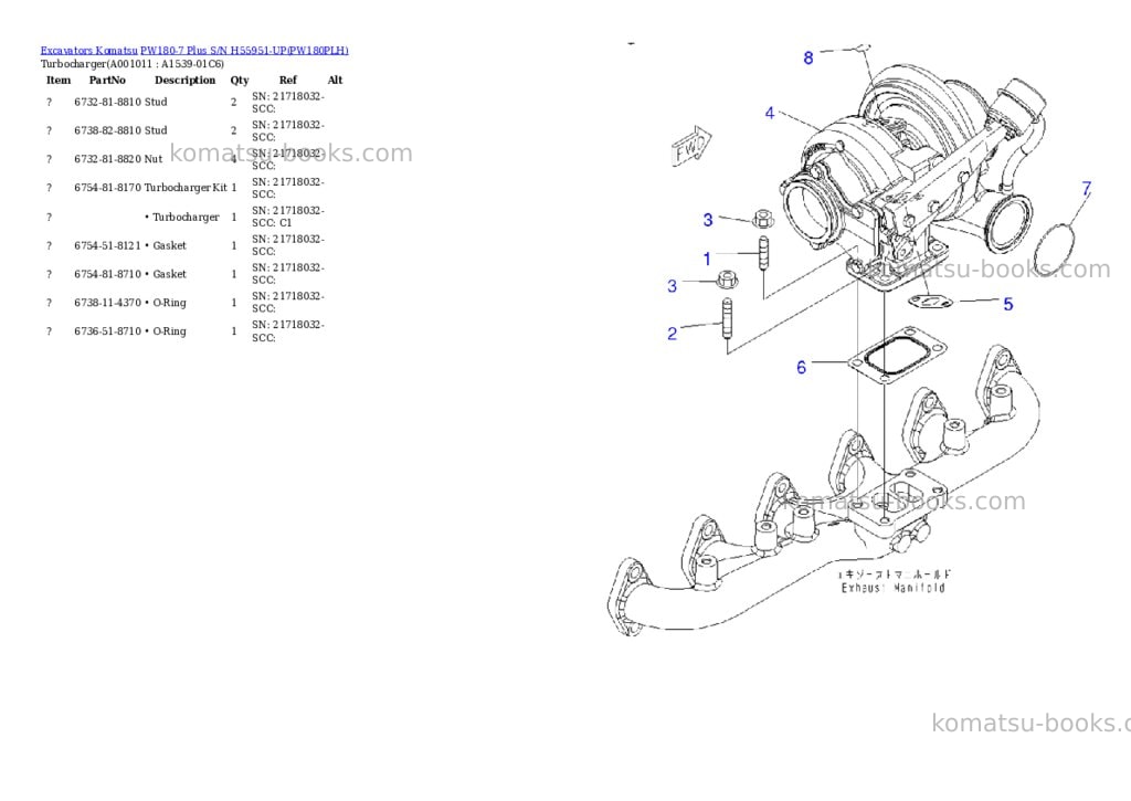 Komatsu pw180-7 plus s/n h55951-up Parts catalog cover Page 10 Komatsu pw180-7 plus s/n h55951-up Parts catalog cover Page 10