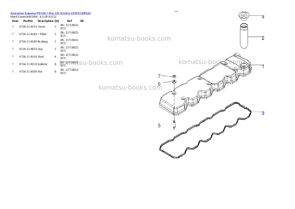 Komatsu pw180-7 plus s/n h55951-up Parts catalog cover Page 3 Komatsu pw180-7 plus s/n h55951-up Parts catalog cover Page 3