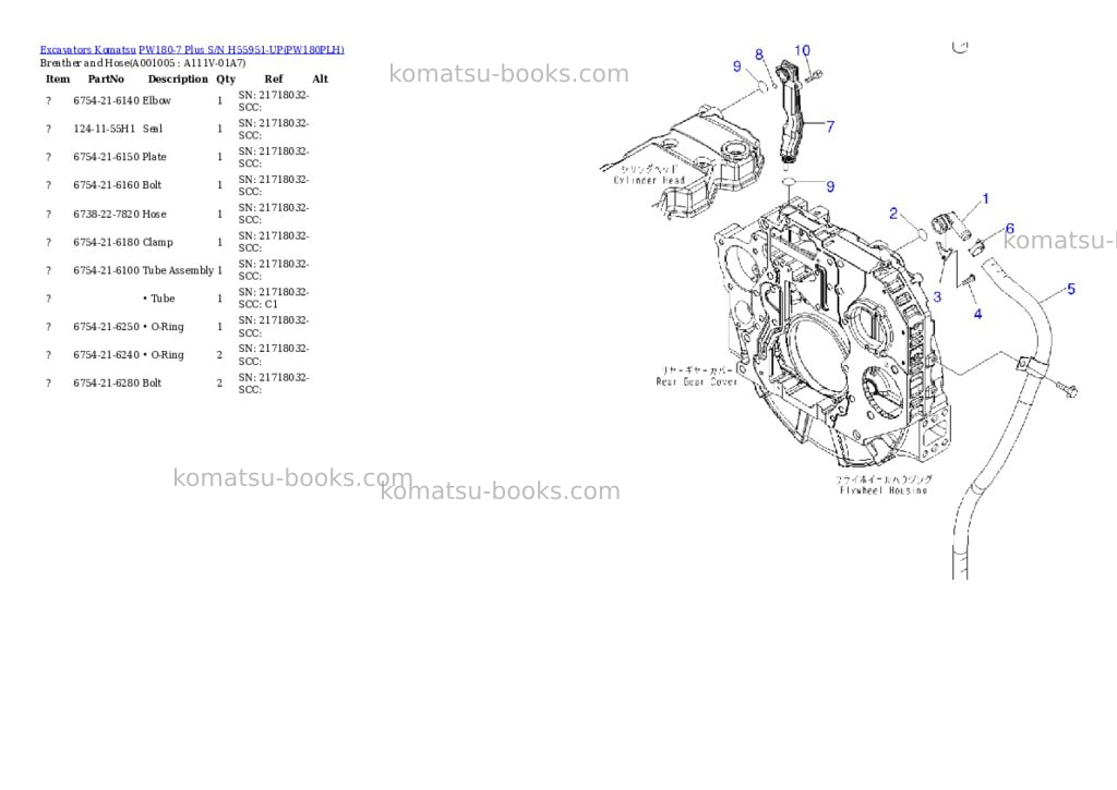 Komatsu pw180-7 plus s/n h55951-up Parts catalog cover Page 4 Komatsu pw180-7 plus s/n h55951-up Parts catalog cover Page 4