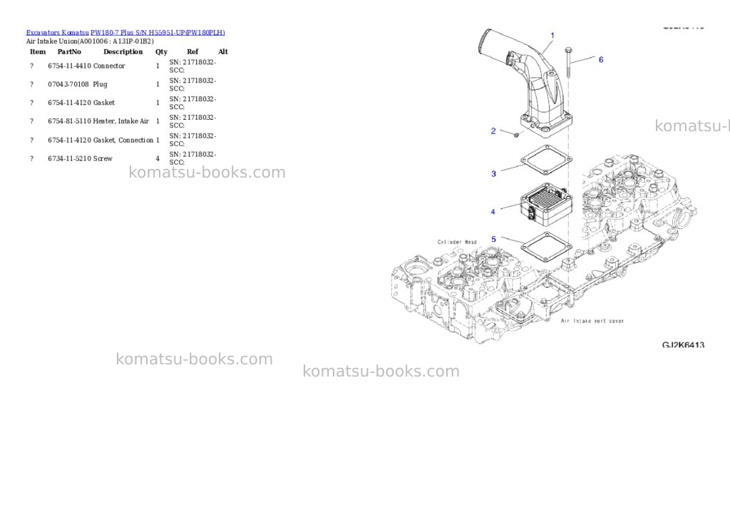 Komatsu pw180-7 plus s/n h55951-up Parts catalog cover Page 5 Komatsu pw180-7 plus s/n h55951-up Parts catalog cover Page 5