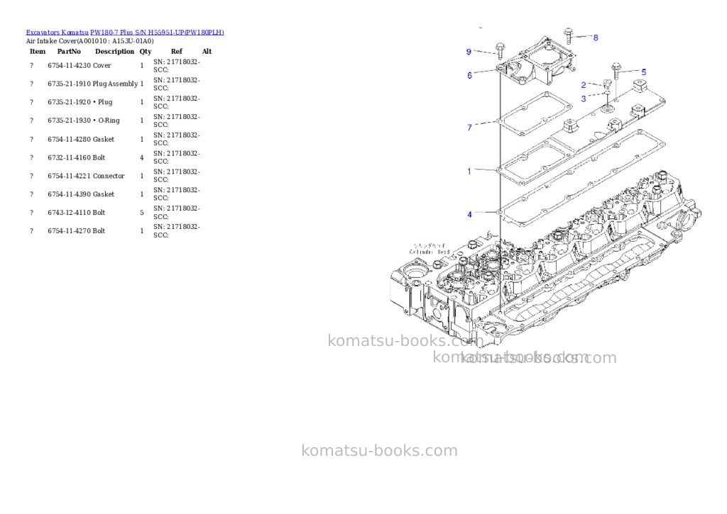 Komatsu pw180-7 plus s/n h55951-up Parts catalog cover Page 9 Komatsu pw180-7 plus s/n h55951-up Parts catalog cover Page 9