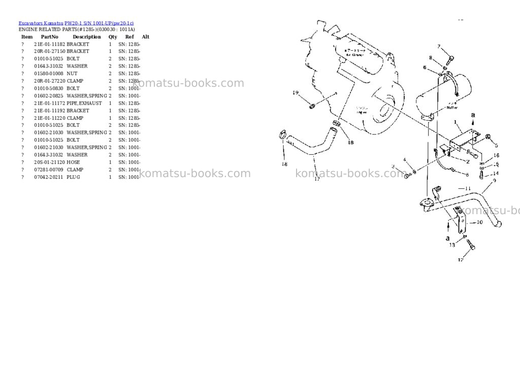 Komatsu pw20-1 s/n 1001-up Parts catalog cover Page 2