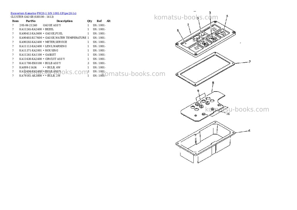 Komatsu pw20-1 s/n 1001-up Parts catalog cover Page 9