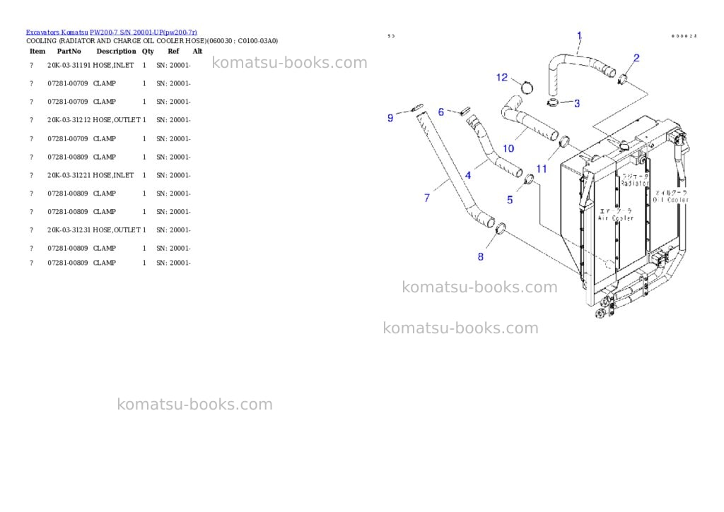 Komatsu pw200-7 s/n 20001-up Parts catalog cover Page 10 Komatsu pw200-7 s/n 20001-up Parts catalog cover Page 10