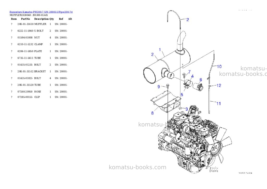 Komatsu pw200-7 s/n 20001-up Parts catalog cover Page 3 Komatsu pw200-7 s/n 20001-up Parts catalog cover Page 3