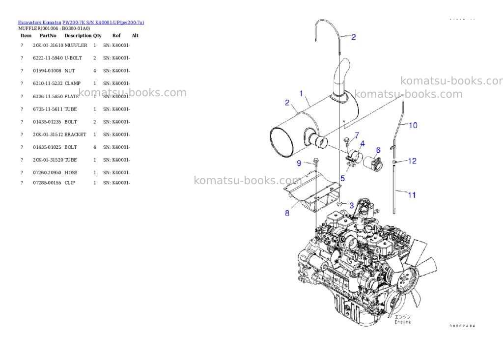 Komatsu pw200-7k s/n k40001-up Parts catalog cover Page 3 Komatsu pw200-7k s/n k40001-up Parts catalog cover Page 3