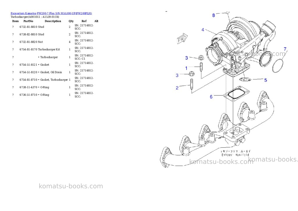 Komatsu pw200-7 plus s/n h55300-up Parts catalog cover Page 10 Komatsu pw200-7 plus s/n h55300-up Parts catalog cover Page 10