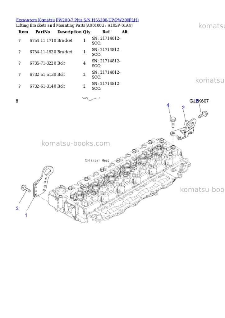 Komatsu pw200-7 plus s/n h55300-up Parts catalog cover Page 2 Komatsu pw200-7 plus s/n h55300-up Parts catalog cover Page 2