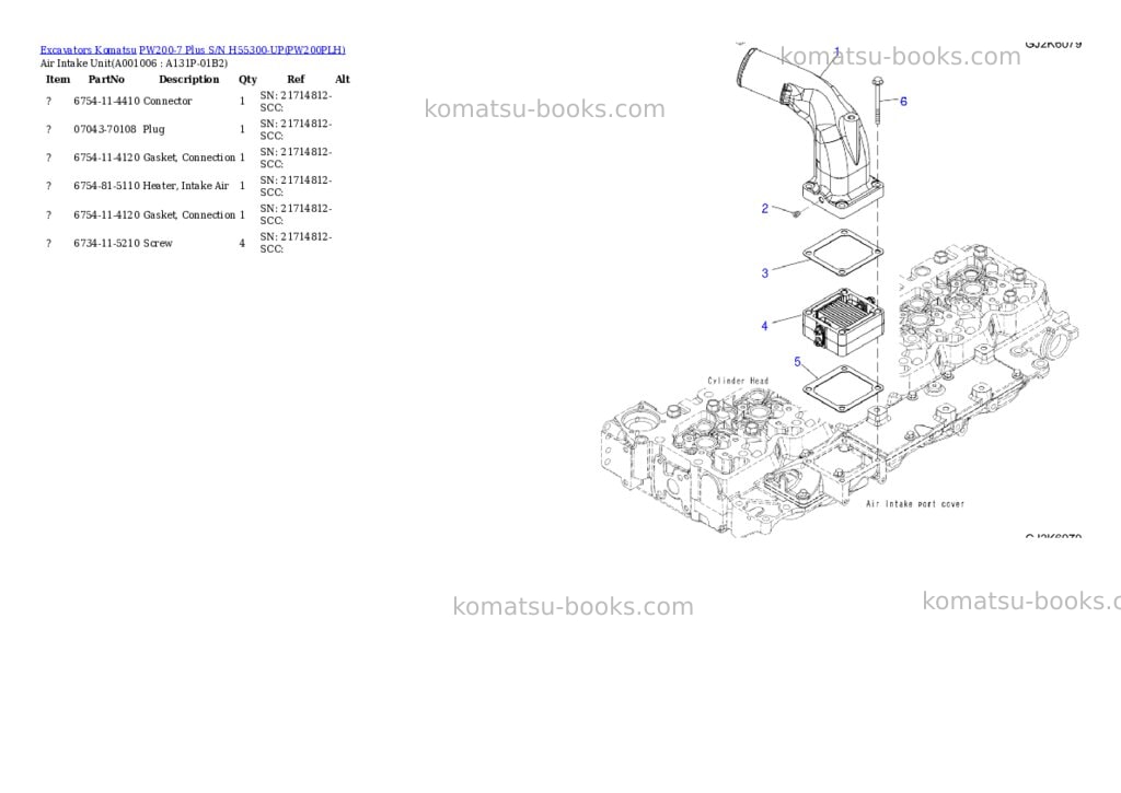 Komatsu pw200-7 plus s/n h55300-up Parts catalog cover Page 5 Komatsu pw200-7 plus s/n h55300-up Parts catalog cover Page 5