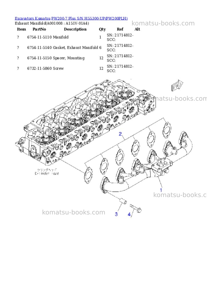 Komatsu pw200-7 plus s/n h55300-up Parts catalog cover Page 7 Komatsu pw200-7 plus s/n h55300-up Parts catalog cover Page 7