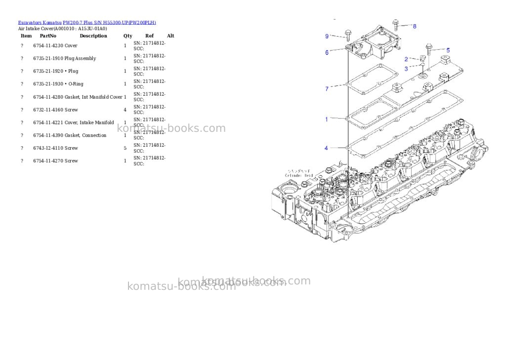 Komatsu pw200-7 plus s/n h55300-up Parts catalog cover Page 9 Komatsu pw200-7 plus s/n h55300-up Parts catalog cover Page 9