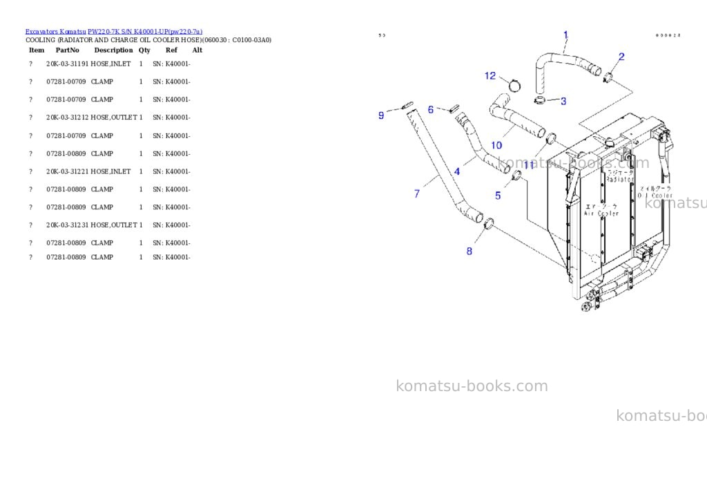 Komatsu PW220-7K S/N K40001-UP Parts catalog cover Page 10