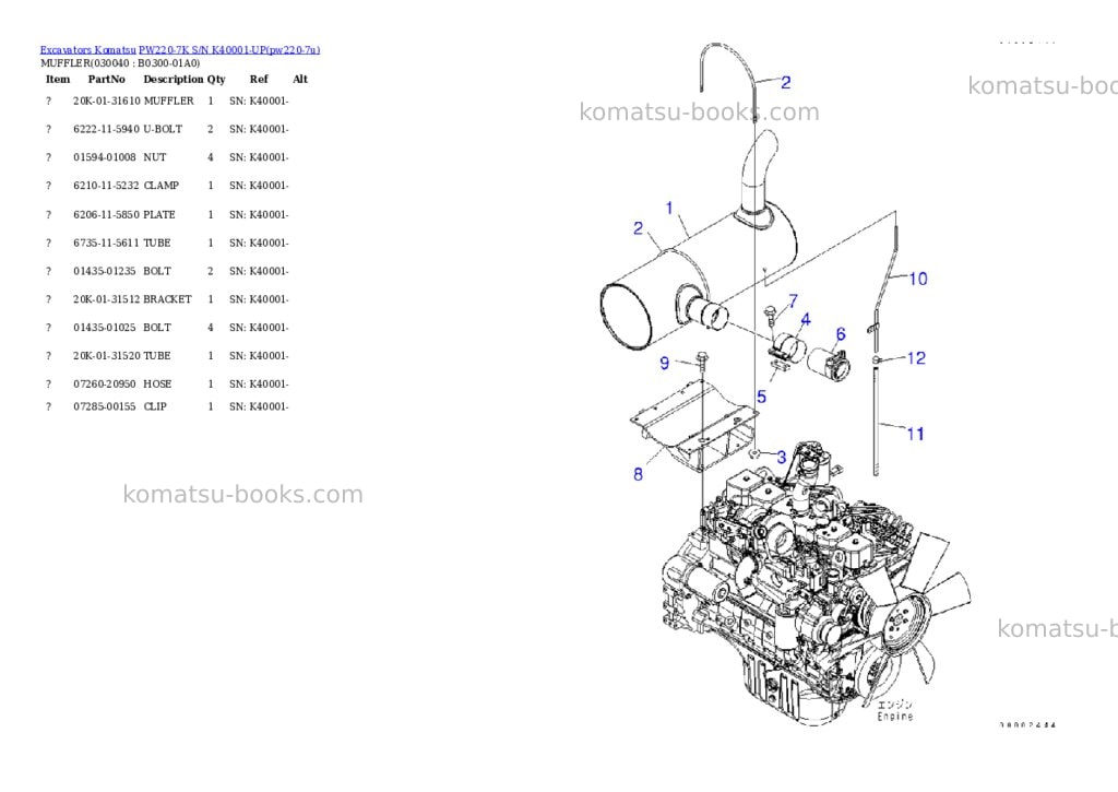 Komatsu PW220-7K S/N K40001-UP Parts catalog cover Page 3