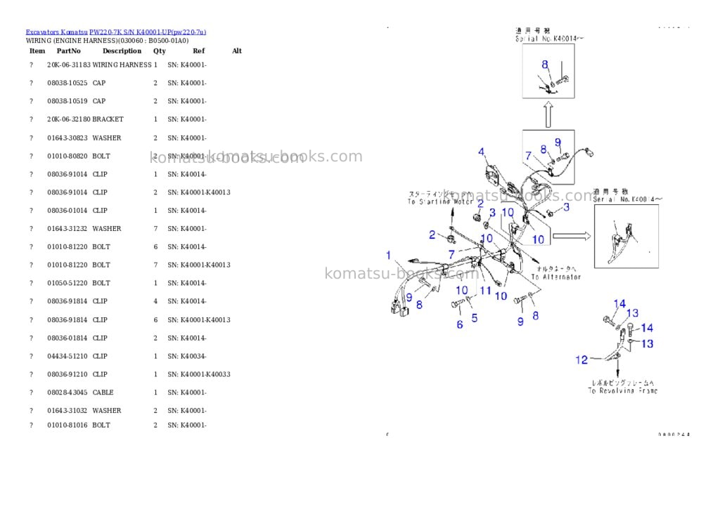 Komatsu PW220-7K S/N K40001-UP Parts catalog cover Page 5