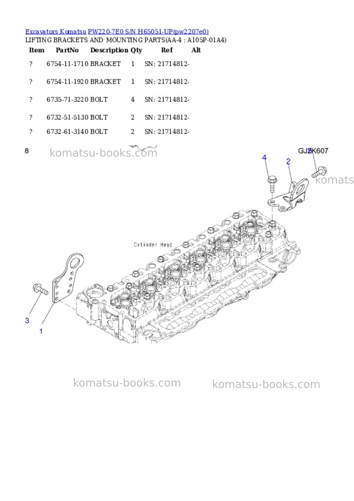 Komatsu pw220-7e0 s/n h65051-up Parts catalog cover Page 3