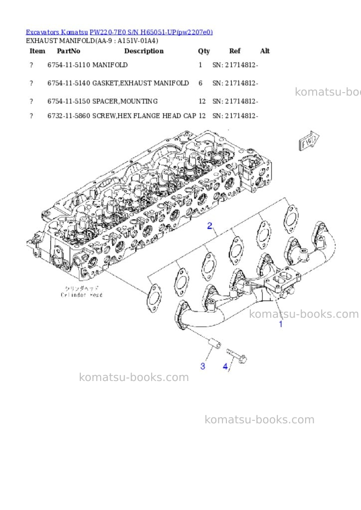 Komatsu pw220-7e0 s/n h65051-up Parts catalog cover Page 8