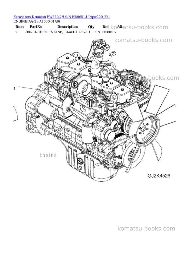Komatsu pw220-7h s/n h50051-up Parts catalog cover Komatsu pw220-7h s/n h50051-up Parts catalog cover