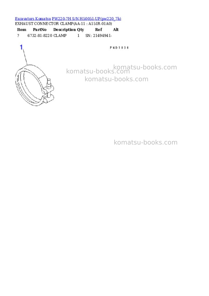 Komatsu pw220-7h s/n h50051-up Parts catalog cover Page 10 Komatsu pw220-7h s/n h50051-up Parts catalog cover Page 10