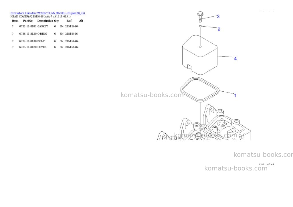 Komatsu pw220-7h s/n h50051-up Parts catalog cover Page 6 Komatsu pw220-7h s/n h50051-up Parts catalog cover Page 6