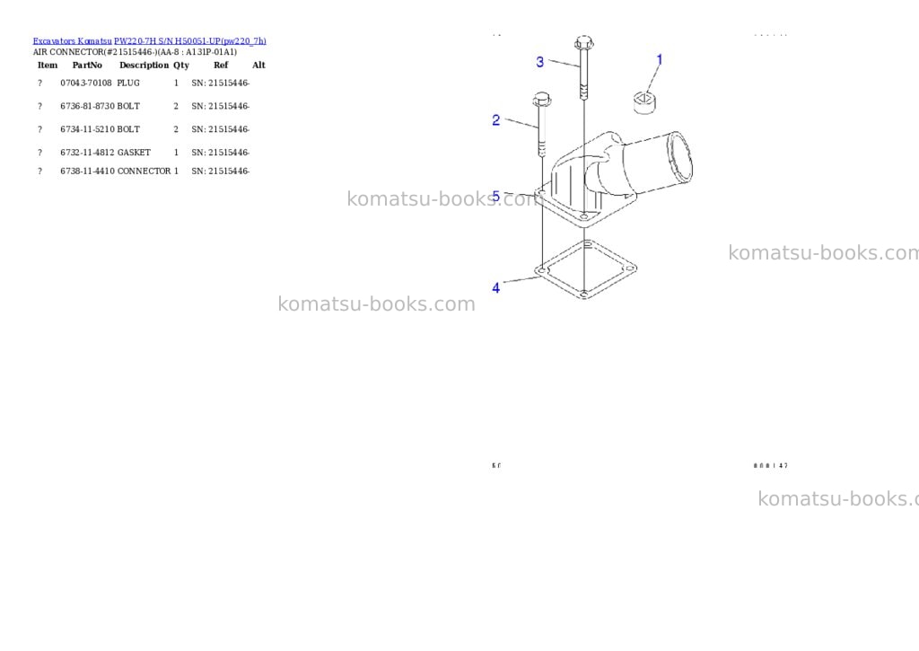 Komatsu pw220-7h s/n h50051-up Parts catalog cover Page 7 Komatsu pw220-7h s/n h50051-up Parts catalog cover Page 7