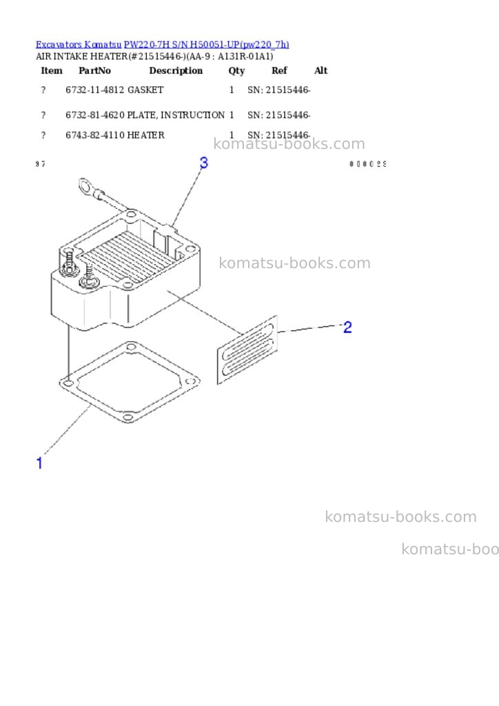 Komatsu pw220-7h s/n h50051-up Parts catalog cover Page 8 Komatsu pw220-7h s/n h50051-up Parts catalog cover Page 8
