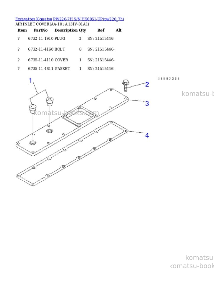 Komatsu pw220-7h s/n h50051-up Parts catalog cover Page 9 Komatsu pw220-7h s/n h50051-up Parts catalog cover Page 9