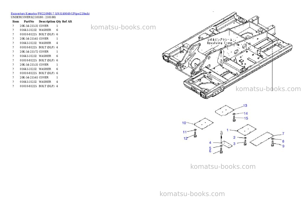 Komatsu pw220mh-7 s/n k40049-up Parts catalog cover Page 4 Komatsu pw220mh-7 s/n k40049-up Parts catalog cover Page 4