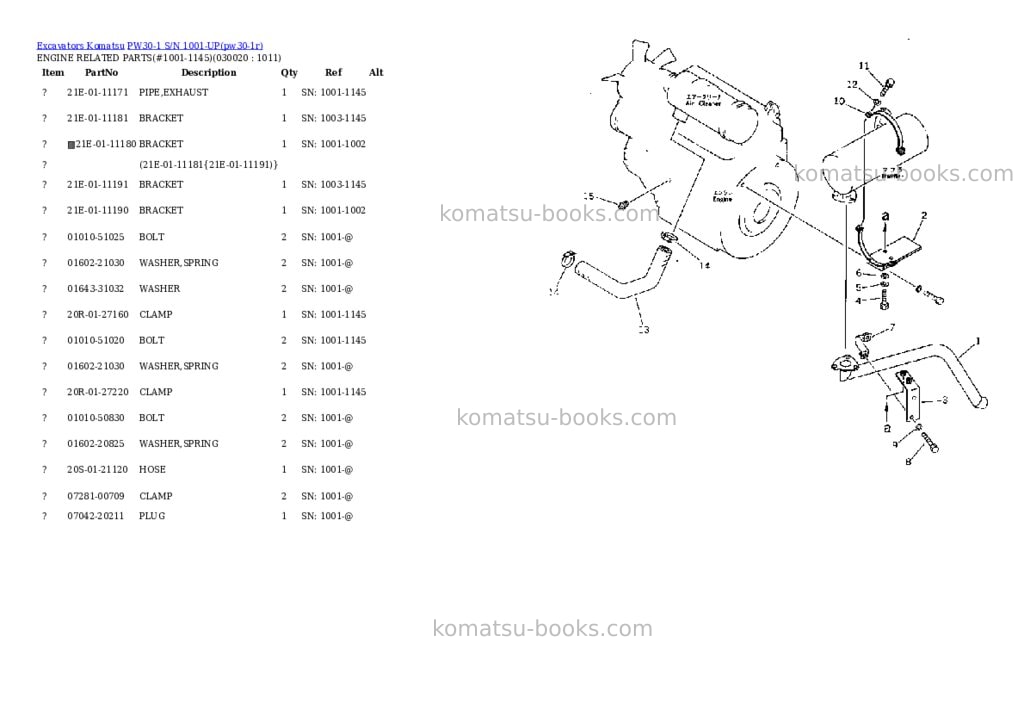 Komatsu pw30-1 s/n 1001-up Parts catalog cover Komatsu pw30-1 s/n 1001-up Parts catalog cover