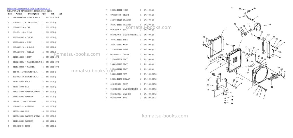 Komatsu pw30-1 s/n 1001-up Parts catalog cover Page 4 Komatsu pw30-1 s/n 1001-up Parts catalog cover Page 4