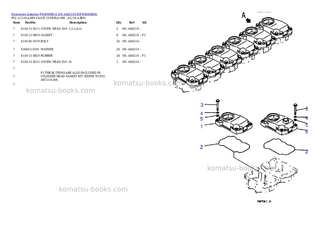 Komatsu pw400mh-6 s/n a84210-up Parts catalog cover Page 3 Komatsu pw400mh-6 s/n a84210-up Parts catalog cover Page 3