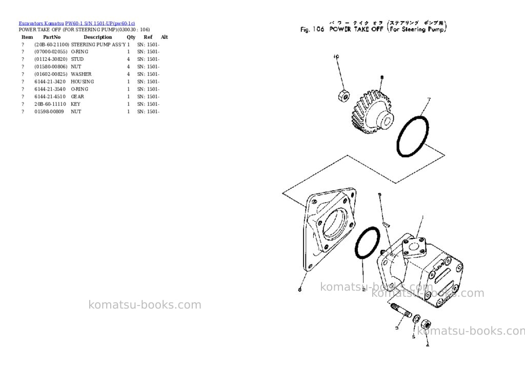 Komatsu pw60-1 s/n 1501-up Parts catalog cover Page 2