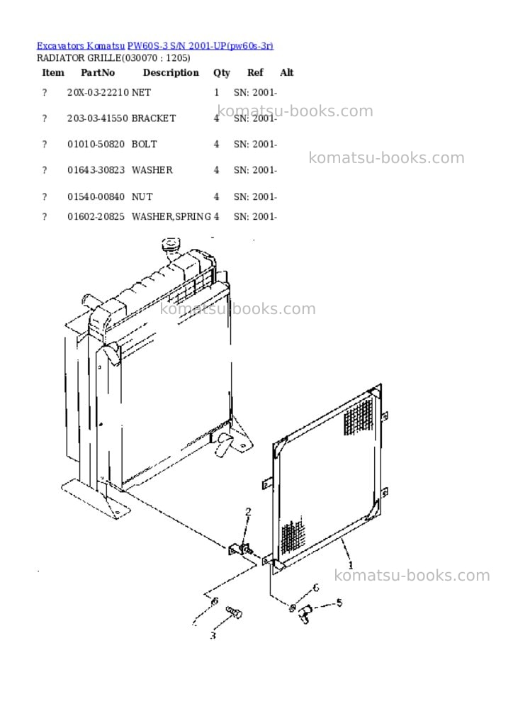 Komatsu pw60s-3 s/n 2001-up Parts catalog cover Page 6 Komatsu pw60s-3 s/n 2001-up Parts catalog cover Page 6
