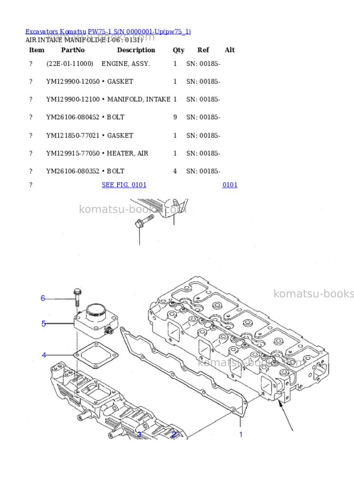 Komatsu pw75-1 s/n 0000001-up Parts catalog cover Page 2 Komatsu pw75-1 s/n 0000001-up Parts catalog cover Page 2