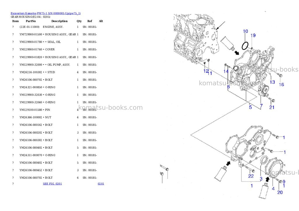 Komatsu pw75-1 s/n 0000001-up Parts catalog cover Page 5 Komatsu pw75-1 s/n 0000001-up Parts catalog cover Page 5