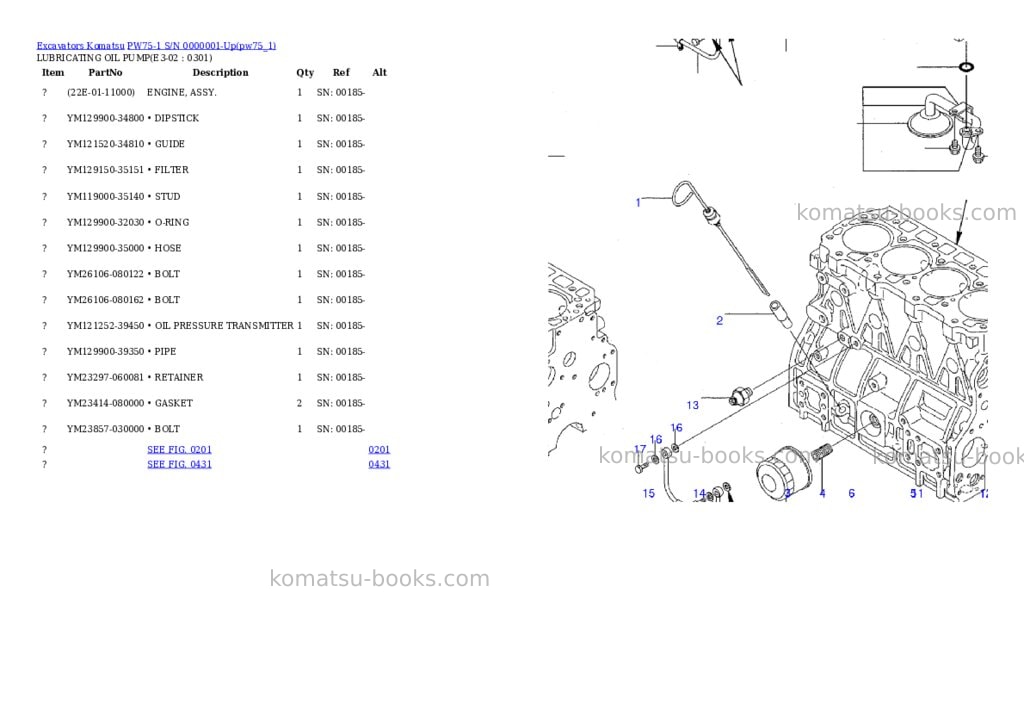 Komatsu pw75-1 s/n 0000001-up Parts catalog cover Page 9 Komatsu pw75-1 s/n 0000001-up Parts catalog cover Page 9