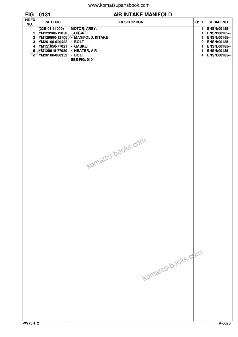 Komatsu pw75r-2 s/n 22e0200001-up Parts catalog cover Page 6