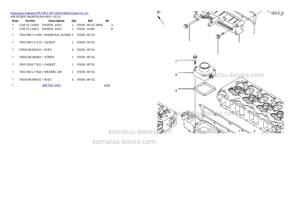 Komatsu pw75r-2 s/n 22e0210020-up Parts catalog cover Komatsu pw75r-2 s/n 22e0210020-up Parts catalog cover